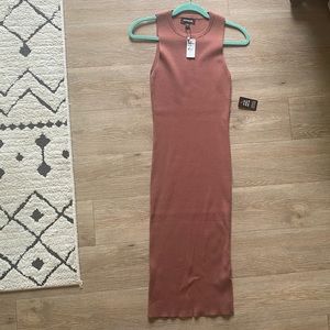 Express - Sleevless Ribbed Mauve MIDI dress